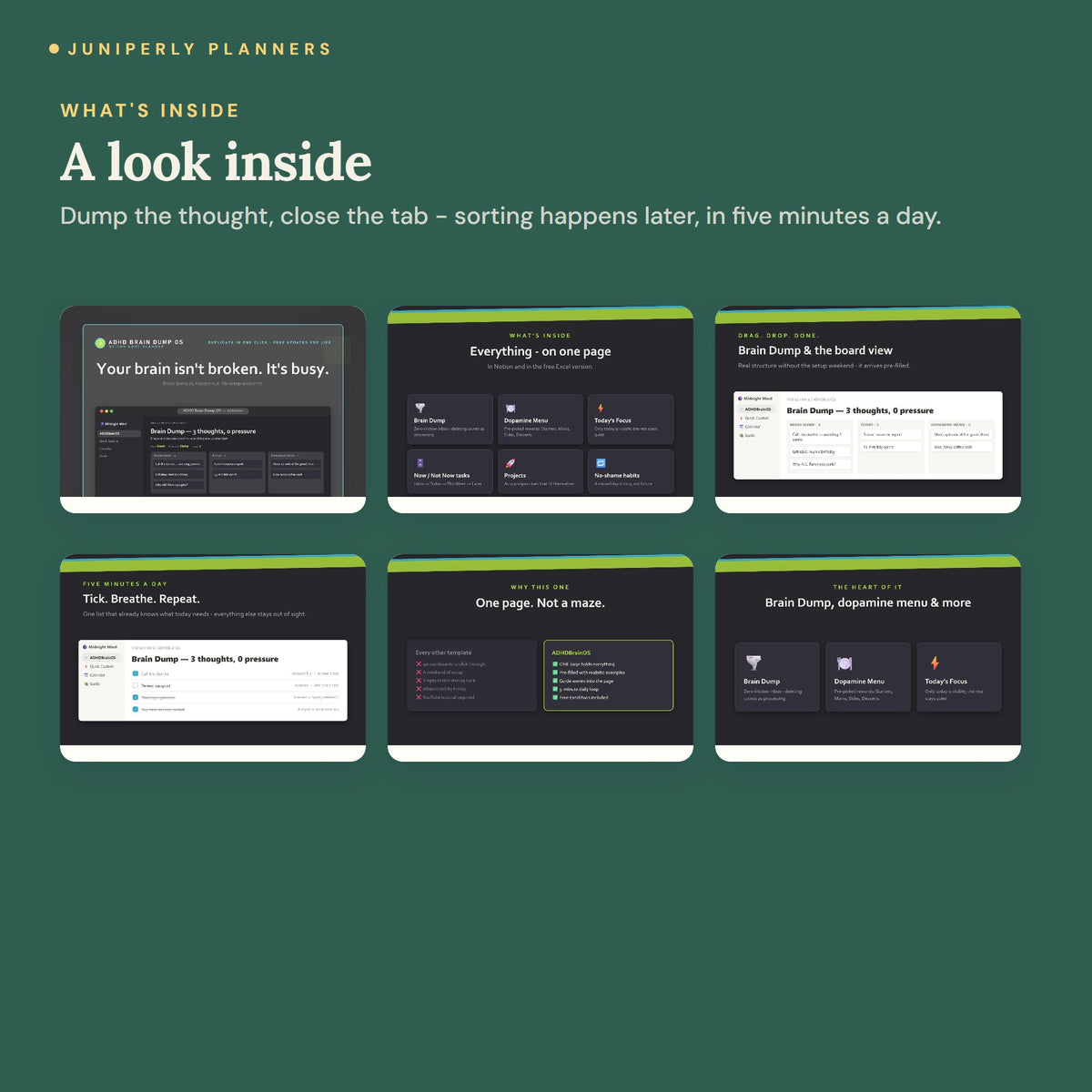 ADHD Notion Dashboard - every screen inside
