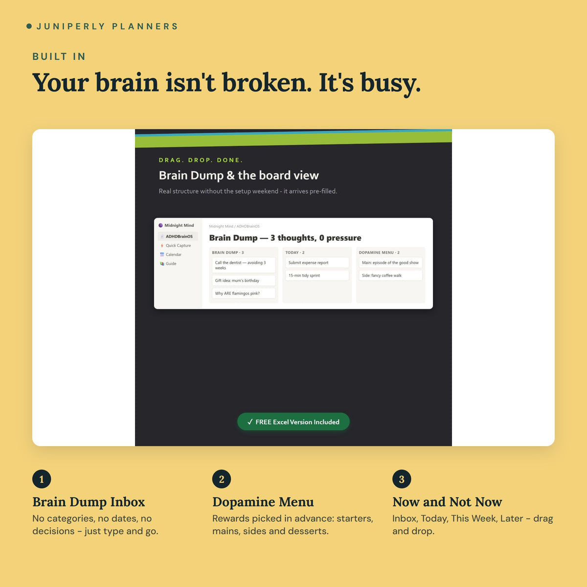 ADHD Notion Dashboard - key features