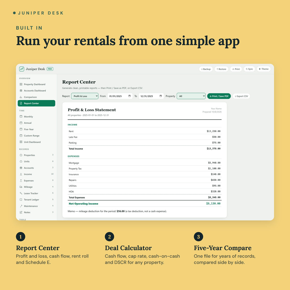 Rental Property Tracker - key features