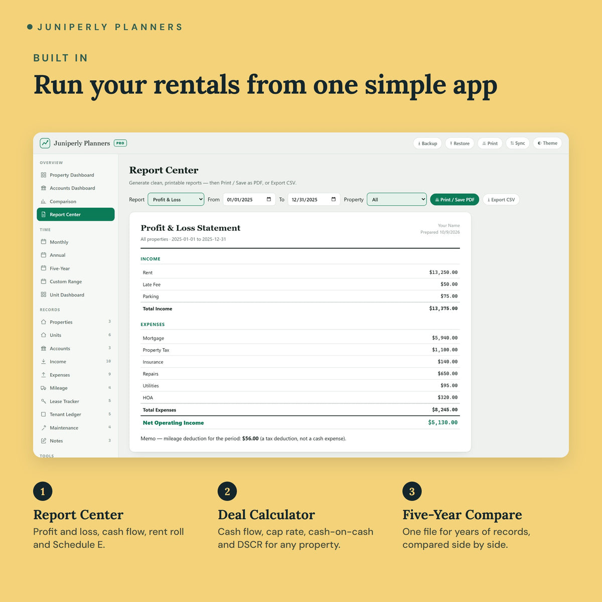 Rental Property Tracker - key features
