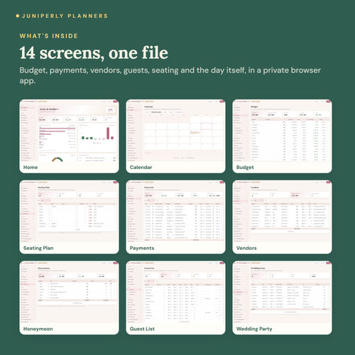 Wedding Budget Hub - every screen inside