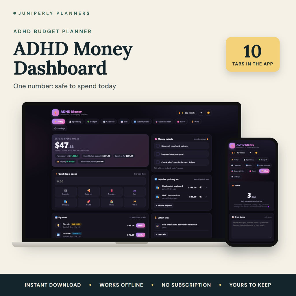 ADHD Money Dashboard - overview