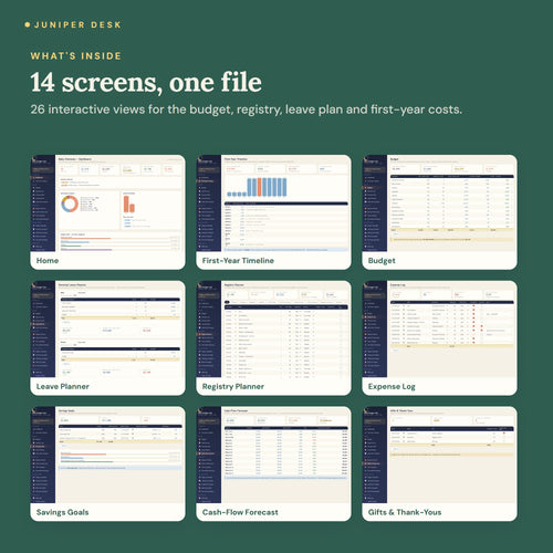 Baby Budget & First-Year Hub - every screen inside