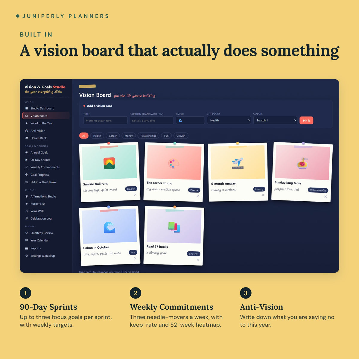Vision & Goals Studio - key features