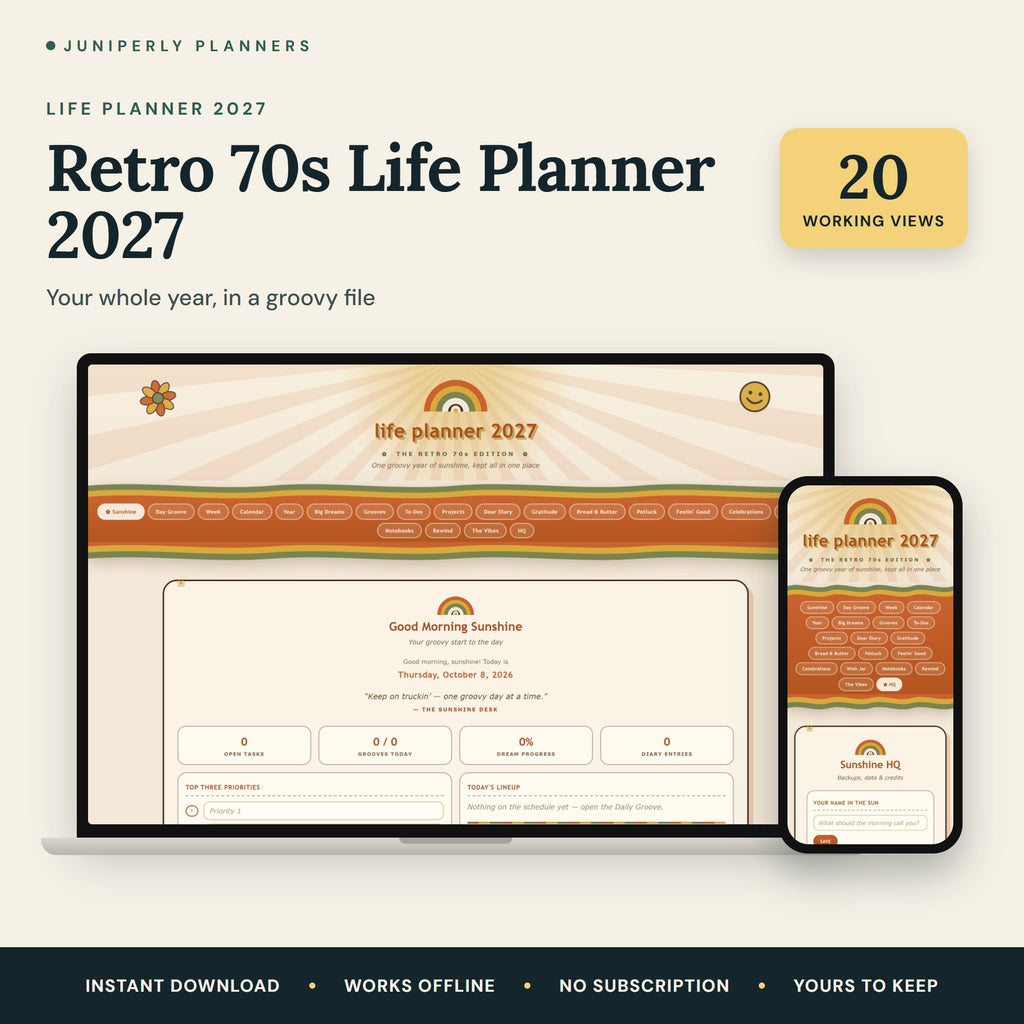 Retro 70s Life Planner 2027 - overview