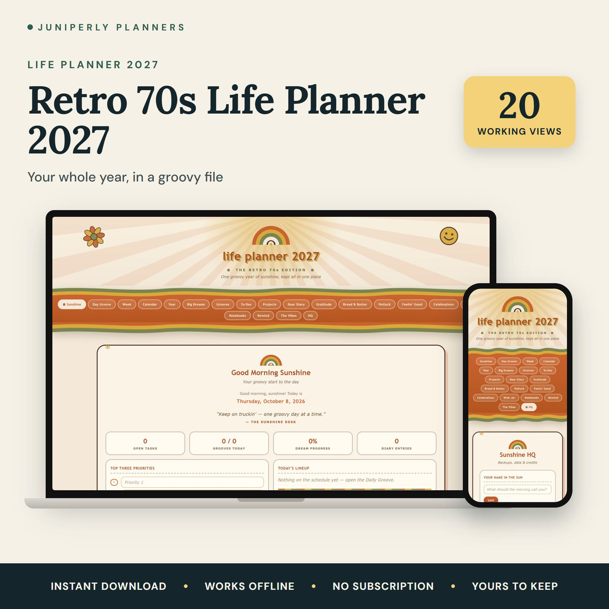 Retro 70s Life Planner 2027 - overview