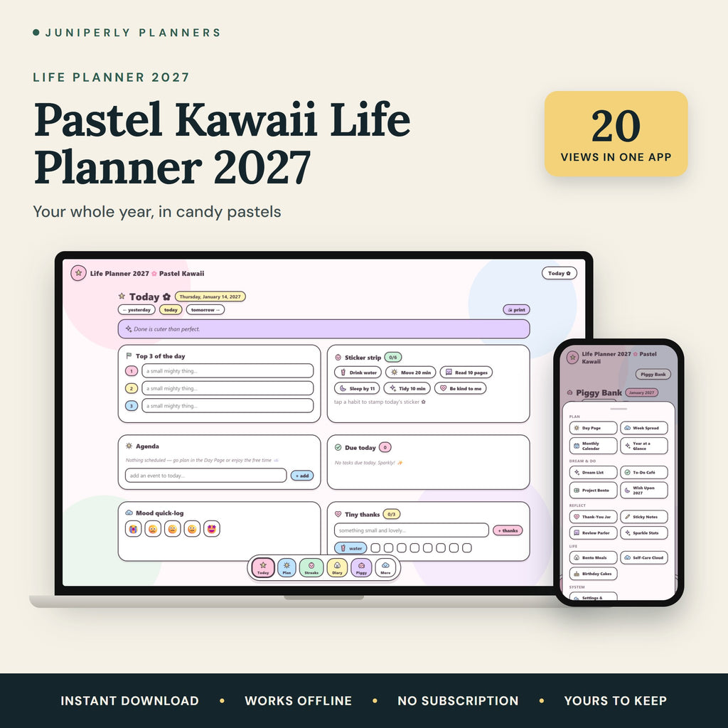 Pastel Kawaii Life Planner 2027 - overview