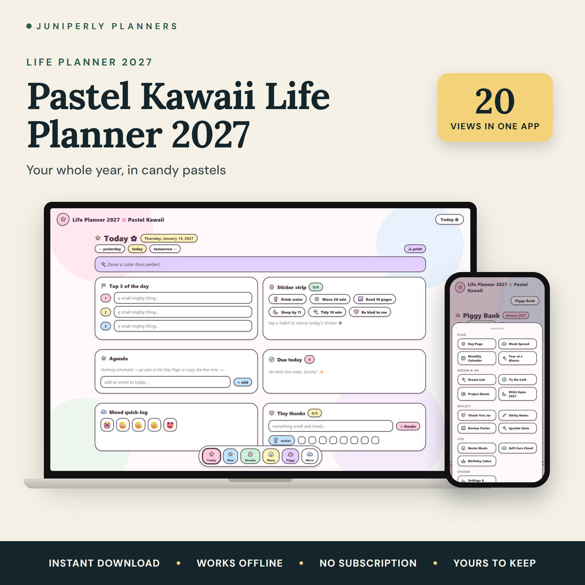 Pastel Kawaii Life Planner 2027 - overview