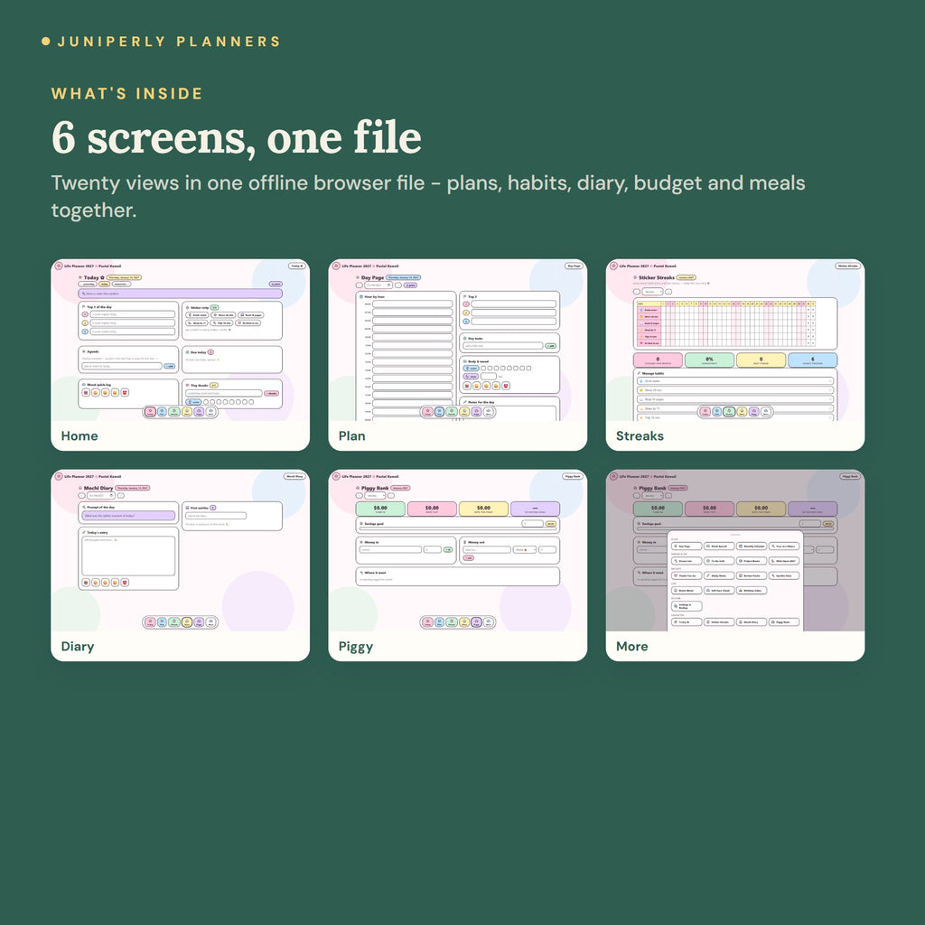 Pastel Kawaii Life Planner 2027 - every screen inside