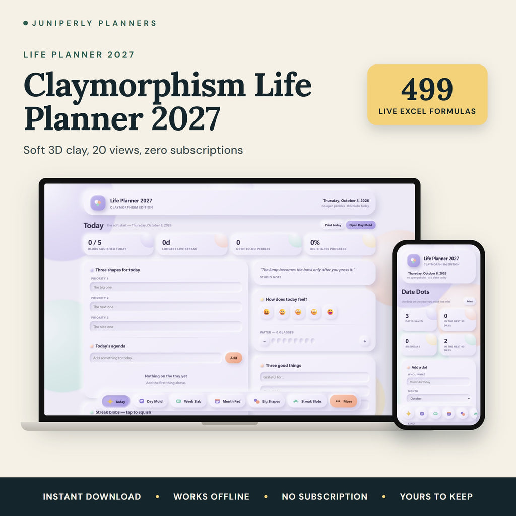 Claymorphism Life Planner 2027 - overview