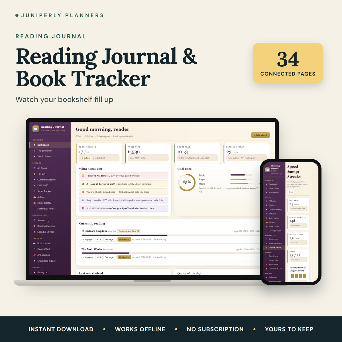 Reading Journal & Book Tracker - overview