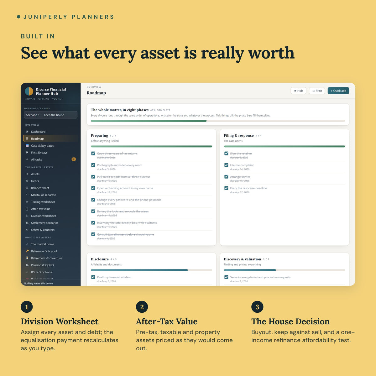Divorce Financial Planner Hub - key features