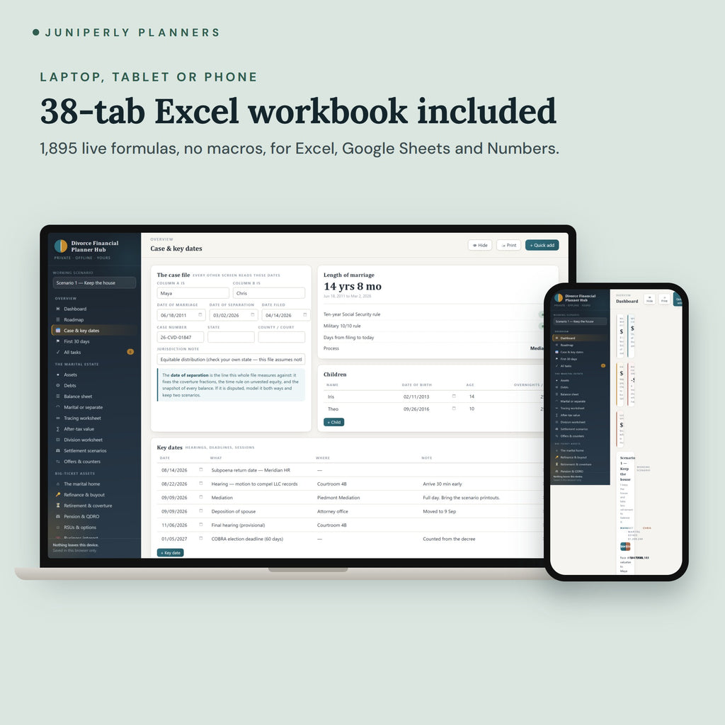 Divorce Financial Planner Hub - on laptop, tablet and phone