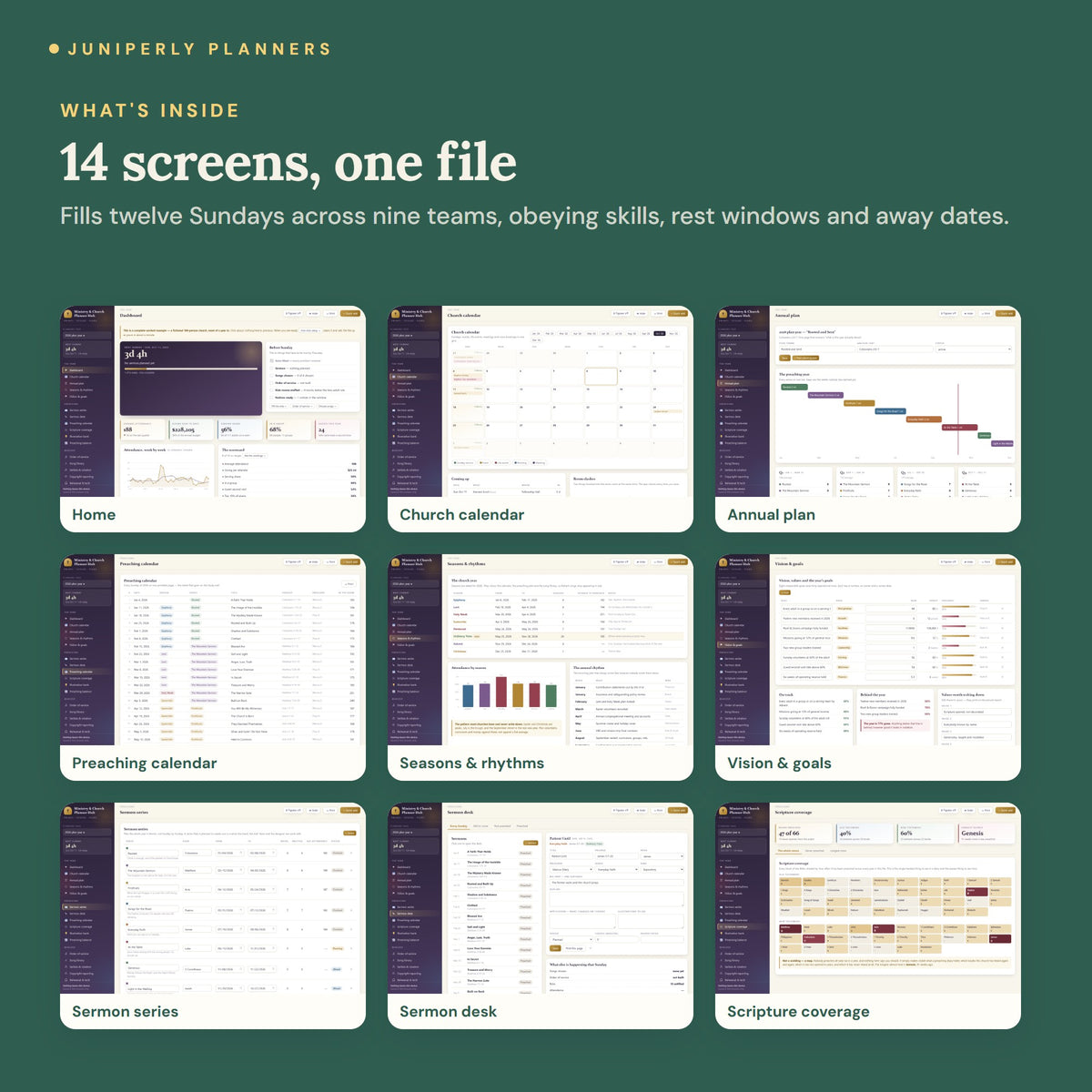 Ministry & Church Planner Hub - every screen inside