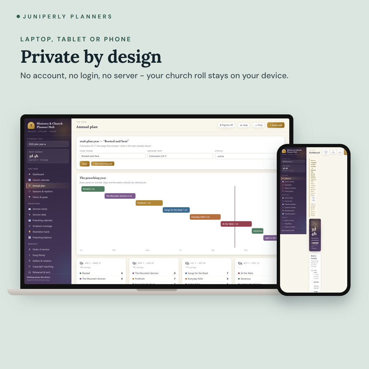 Ministry & Church Planner Hub - on laptop, tablet and phone