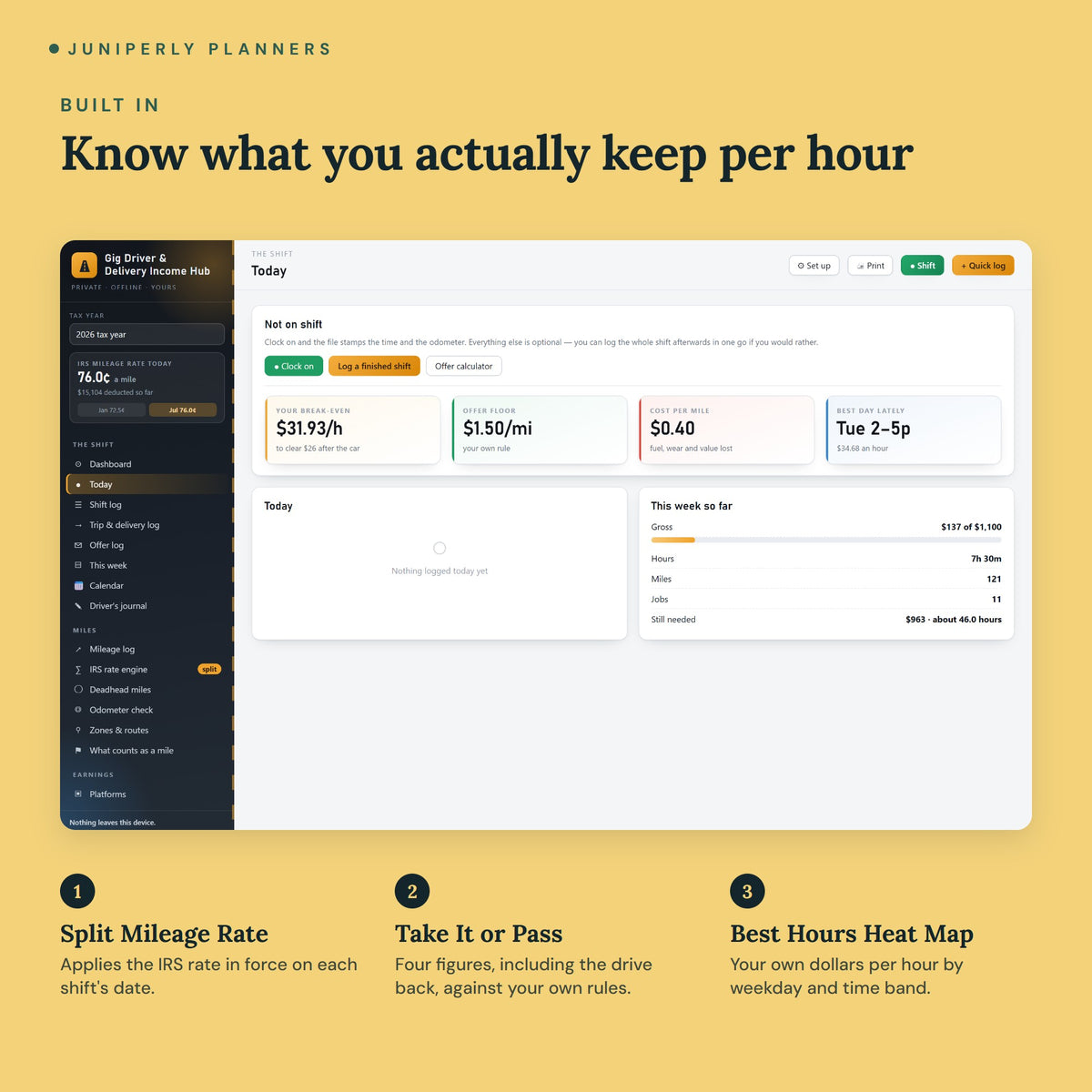 Gig Driver Income Hub - key features