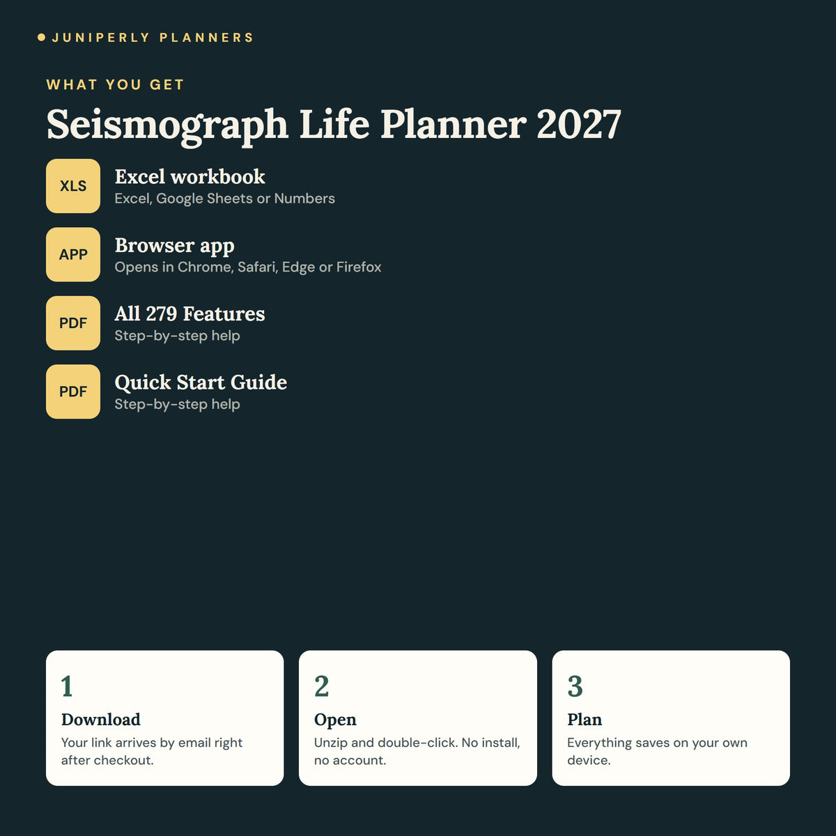 Seismograph Life Planner 2027 - what you get