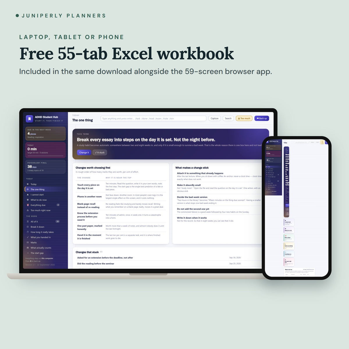 ADHD Student Planner Hub - on laptop, tablet and phone