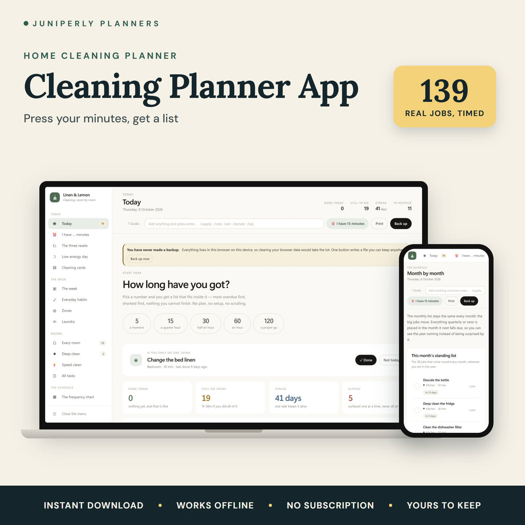 Cleaning Planner App - overview