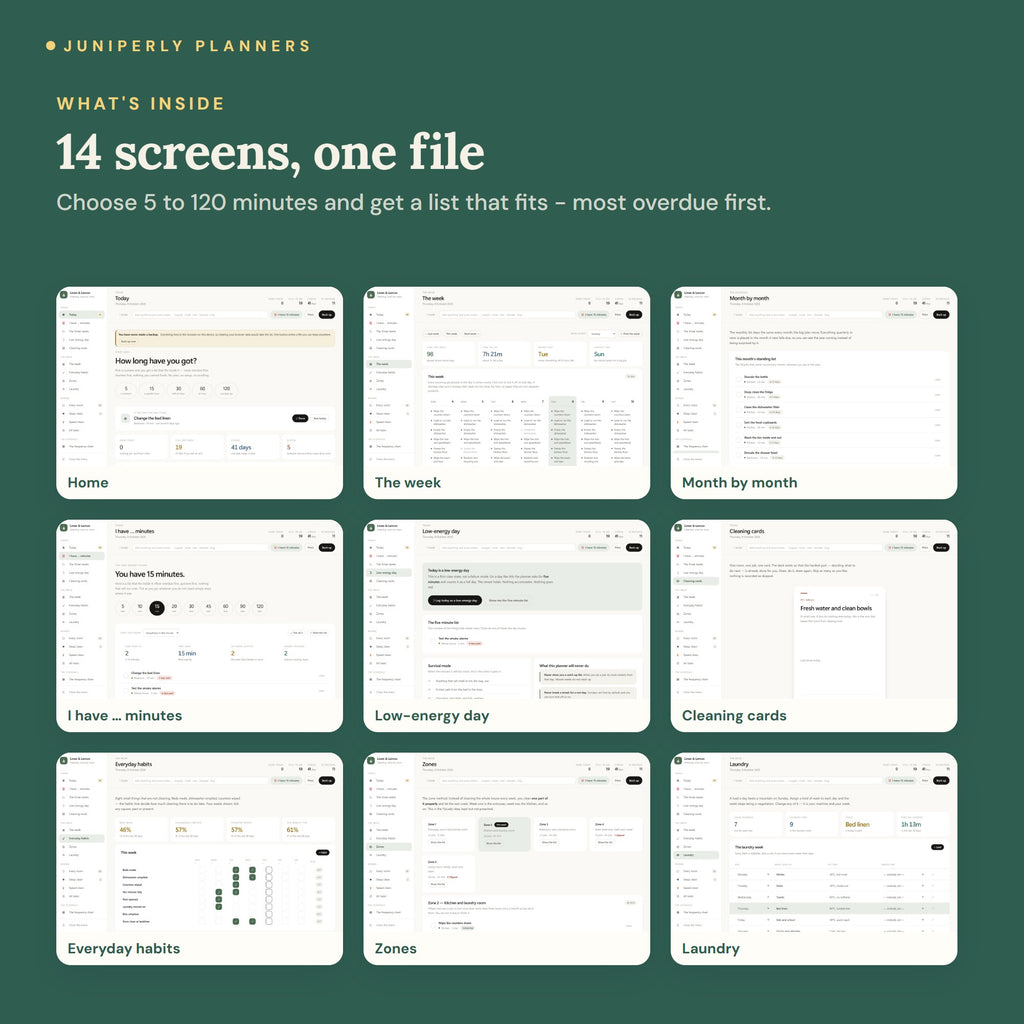 Cleaning Planner App - every screen inside