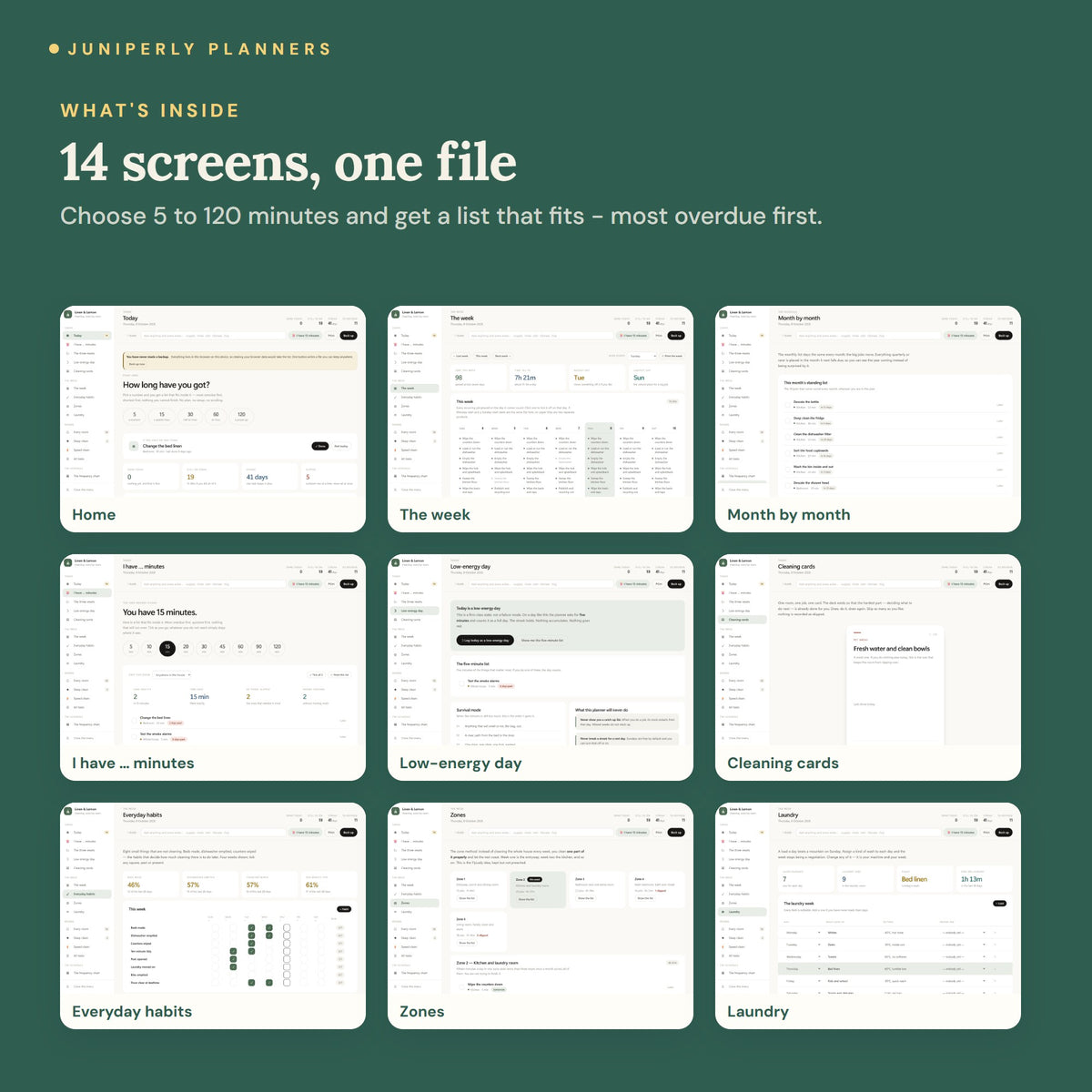 Cleaning Planner App - every screen inside