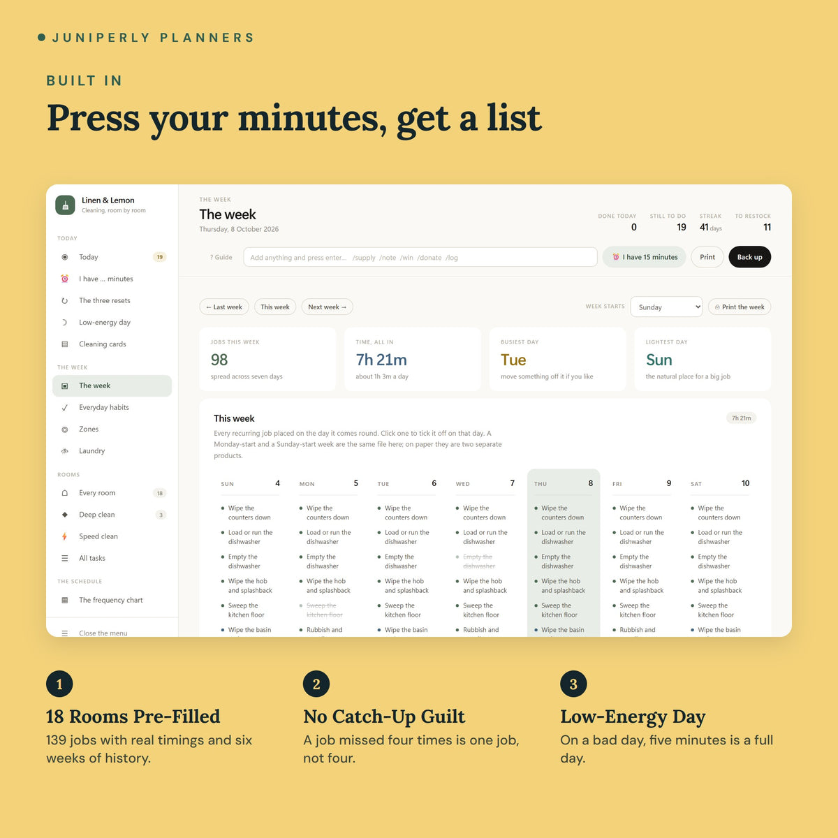 Cleaning Planner App - key features