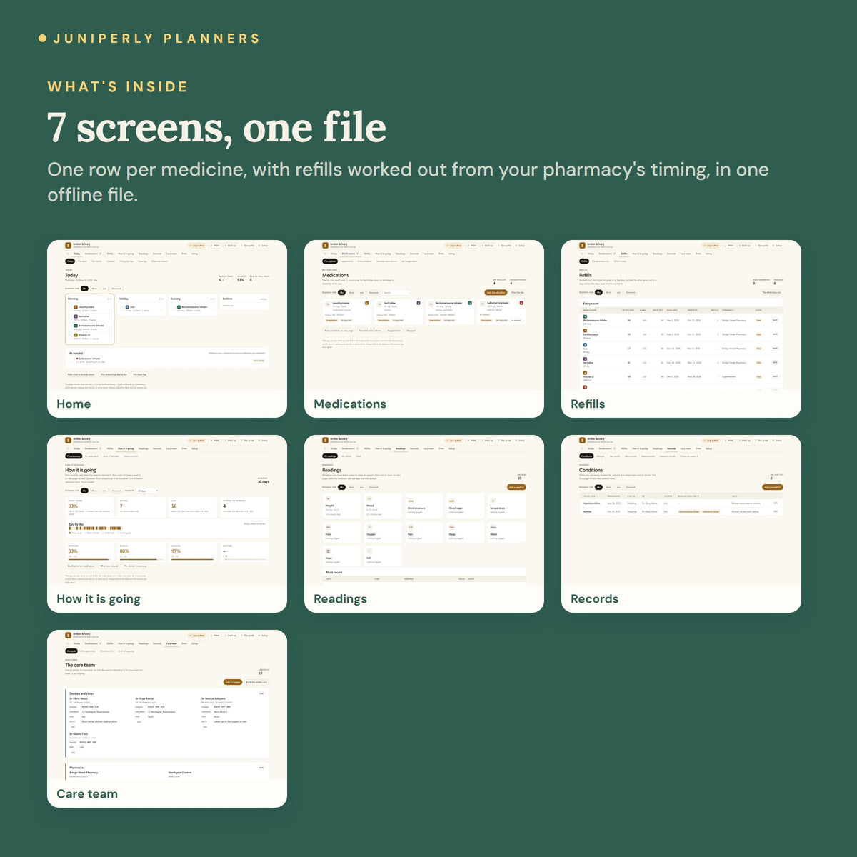 Medication Tracker App - every screen inside