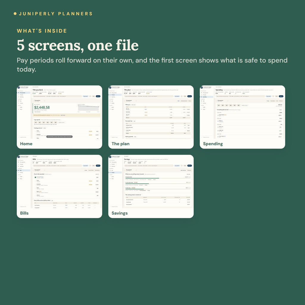 Paycheck Budget Planner - every screen inside