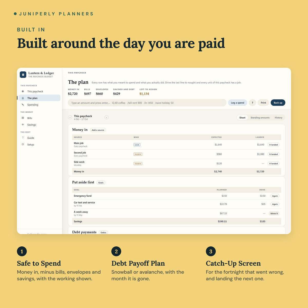 Paycheck Budget Planner - key features