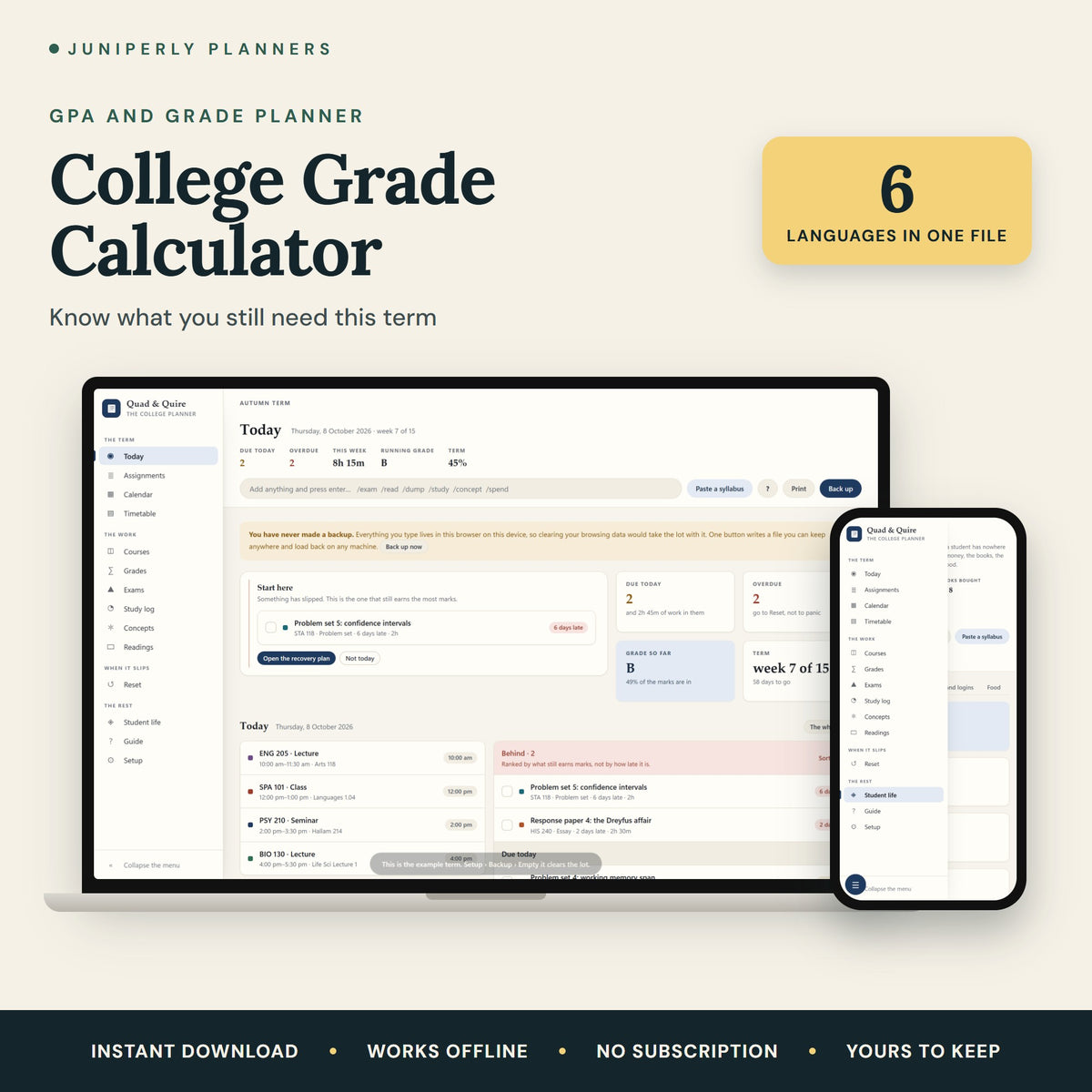 College Grade Calculator - overview