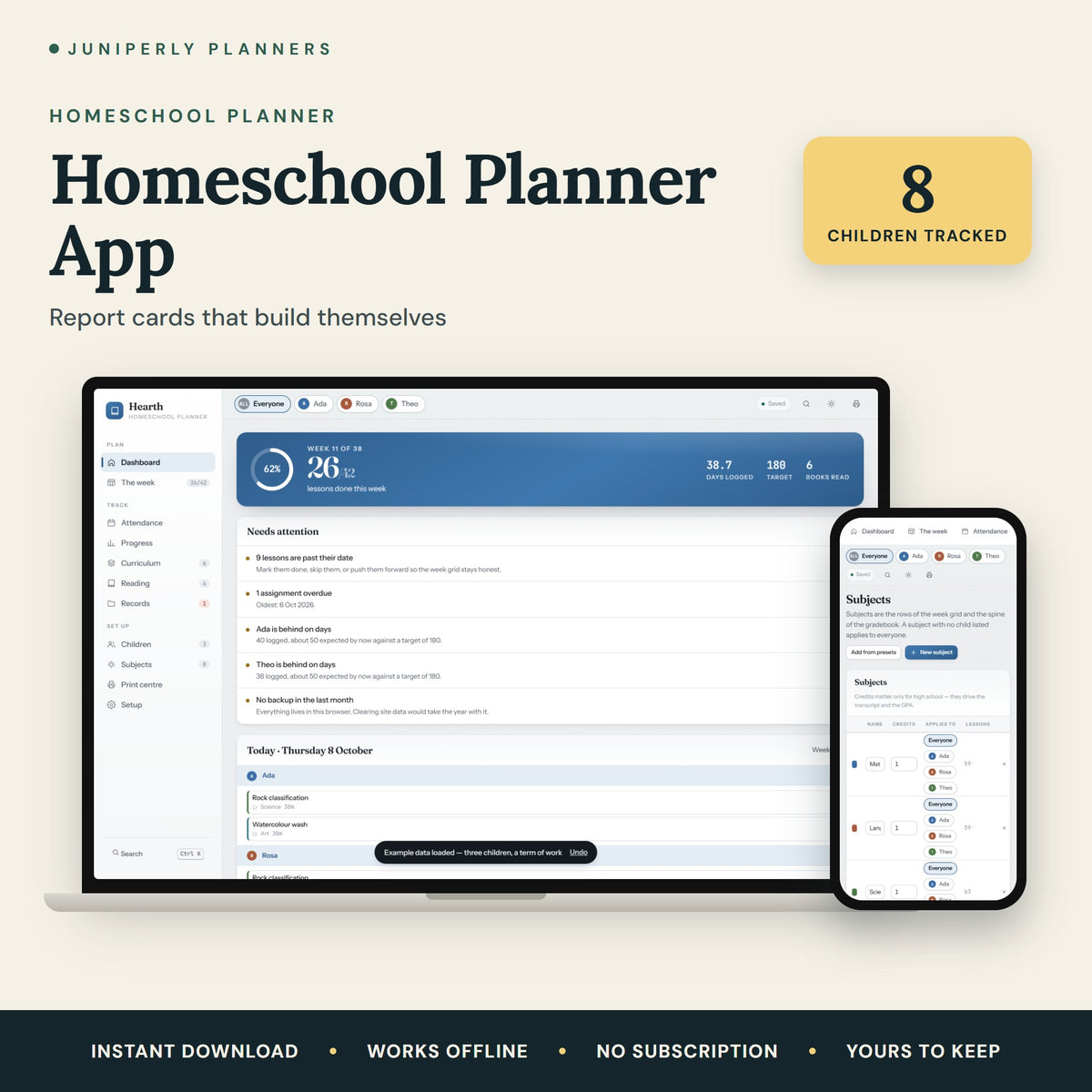 Homeschool Planner App - overview