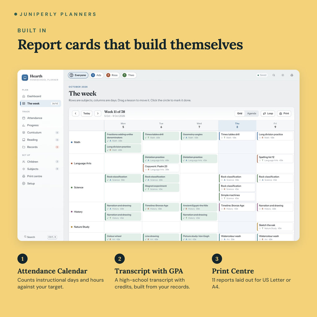 Homeschool Planner App - key features