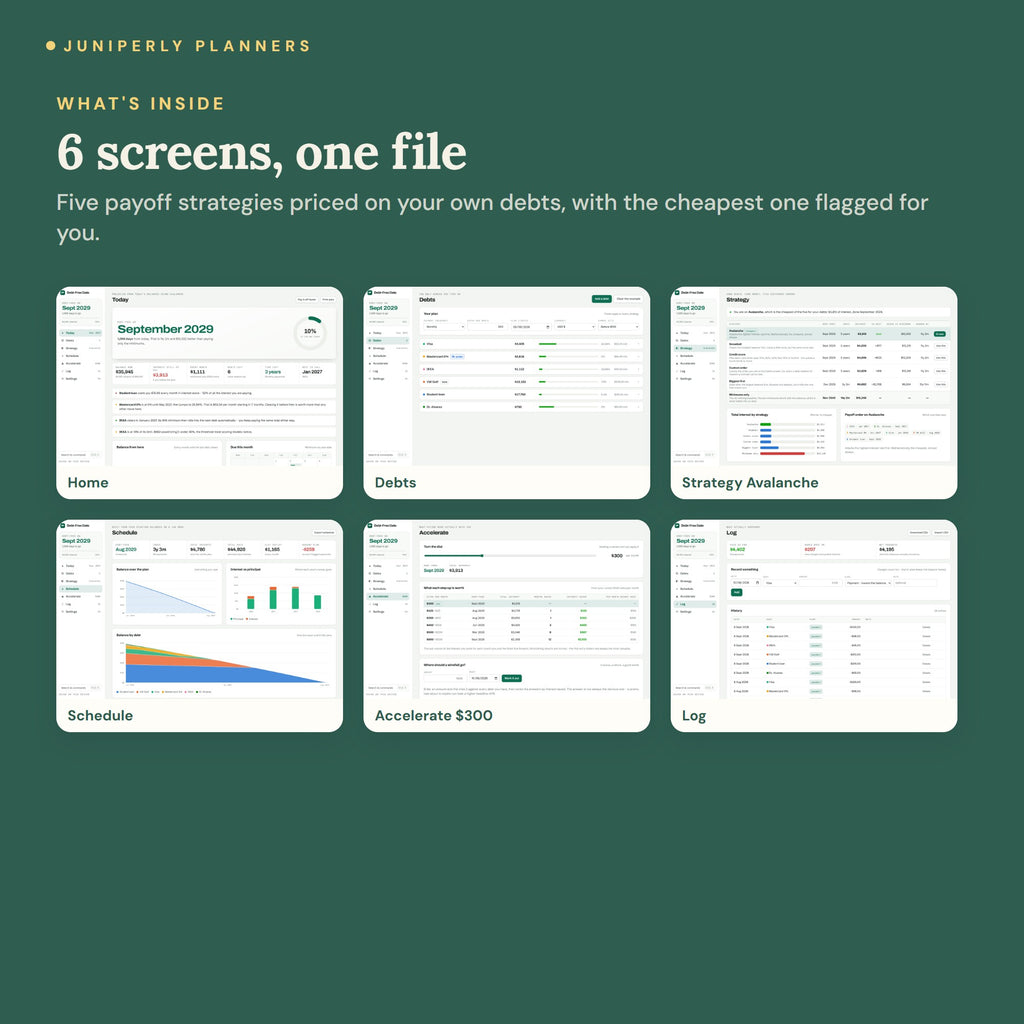 Debt Payoff Tracker App - every screen inside