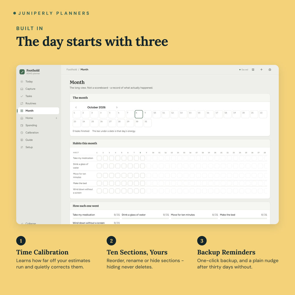 Foothold ADHD Planner - key features