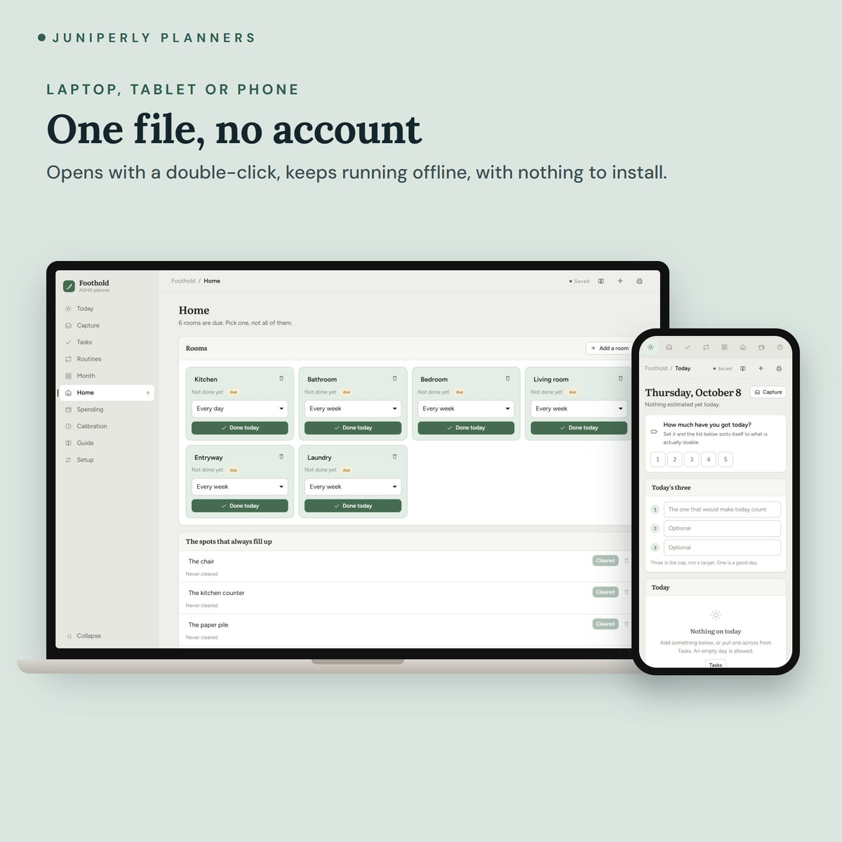 Foothold ADHD Planner - on laptop, tablet and phone