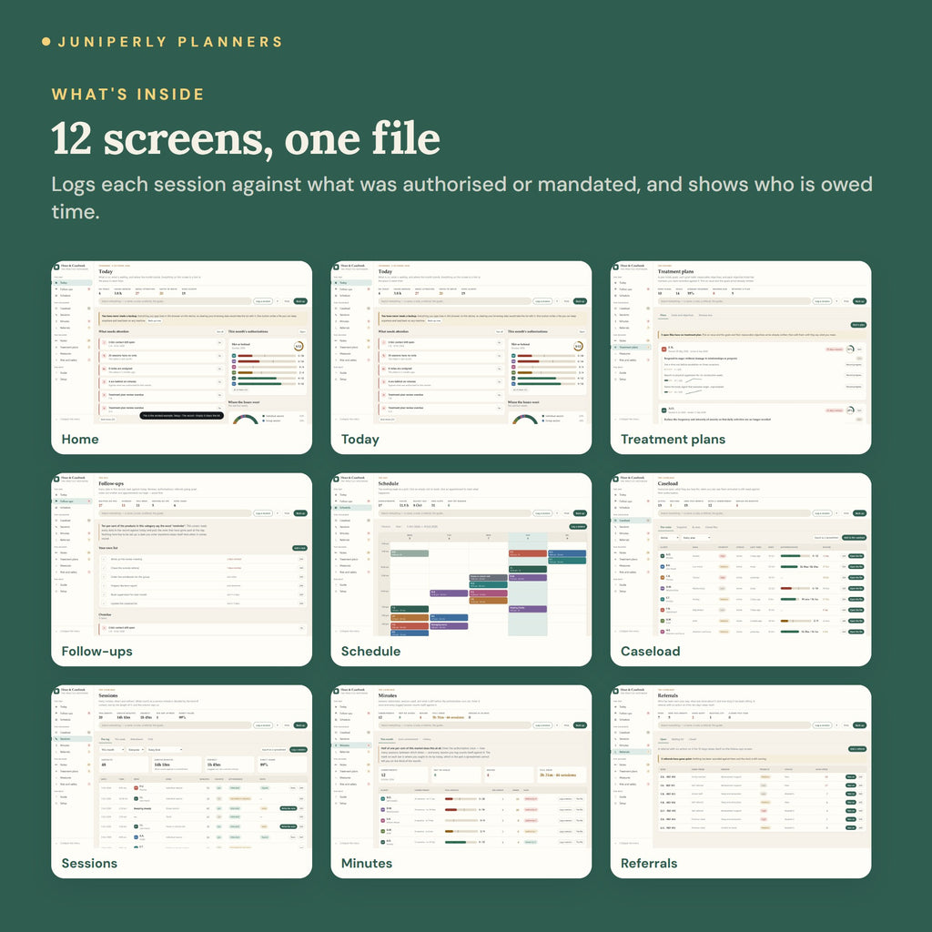 Hour & Casebook Planner - every screen inside