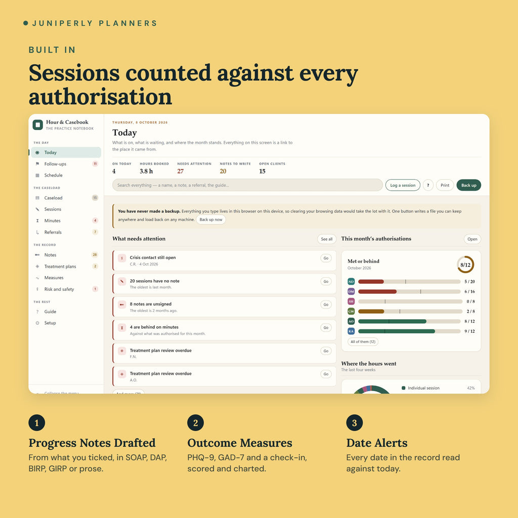 Hour & Casebook Planner - key features
