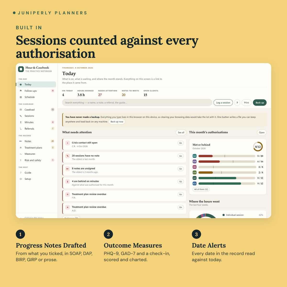 Hour & Casebook Planner - key features