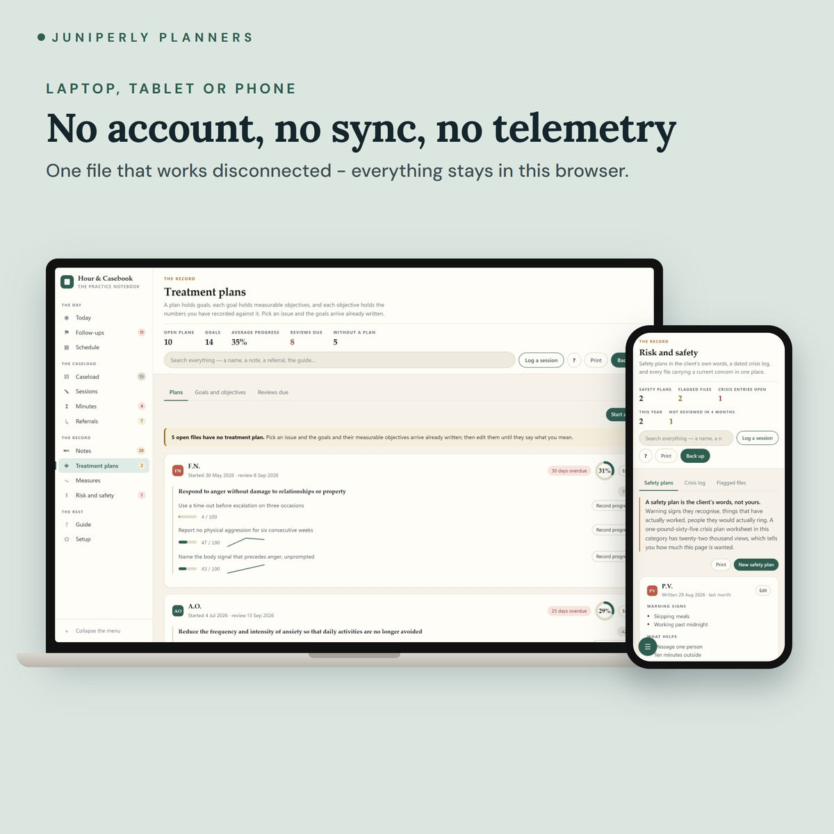 Hour & Casebook Planner - on laptop, tablet and phone