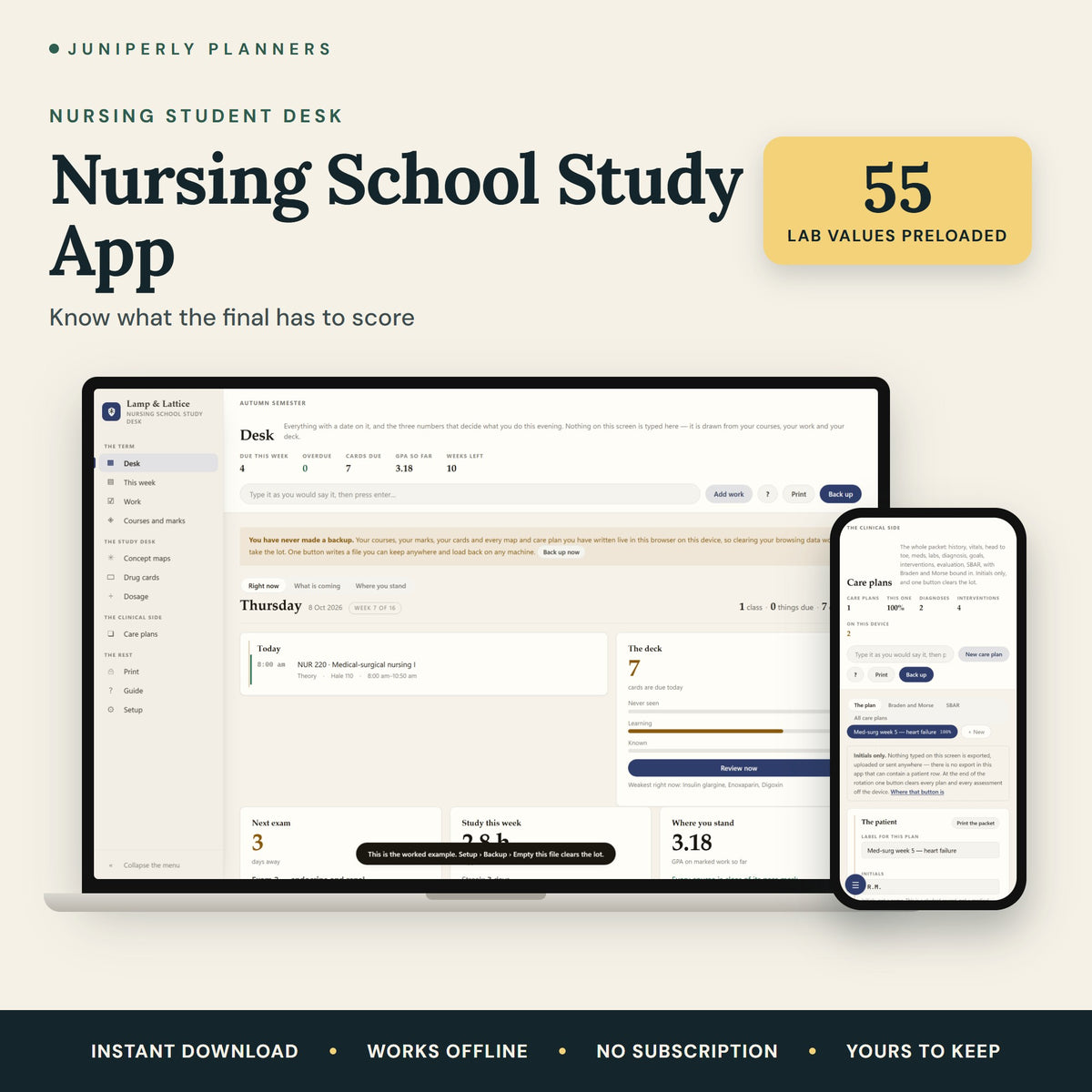 Nursing School Study App - overview