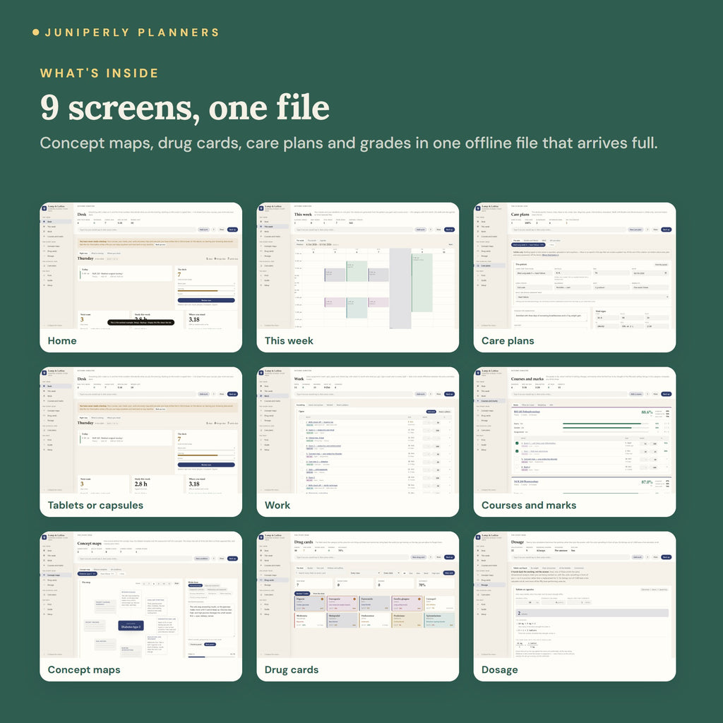 Nursing School Study App - every screen inside