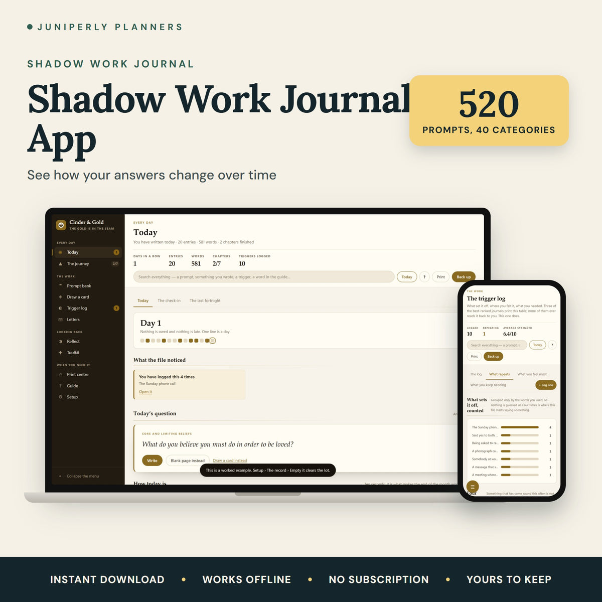 Shadow Work Journal App - overview