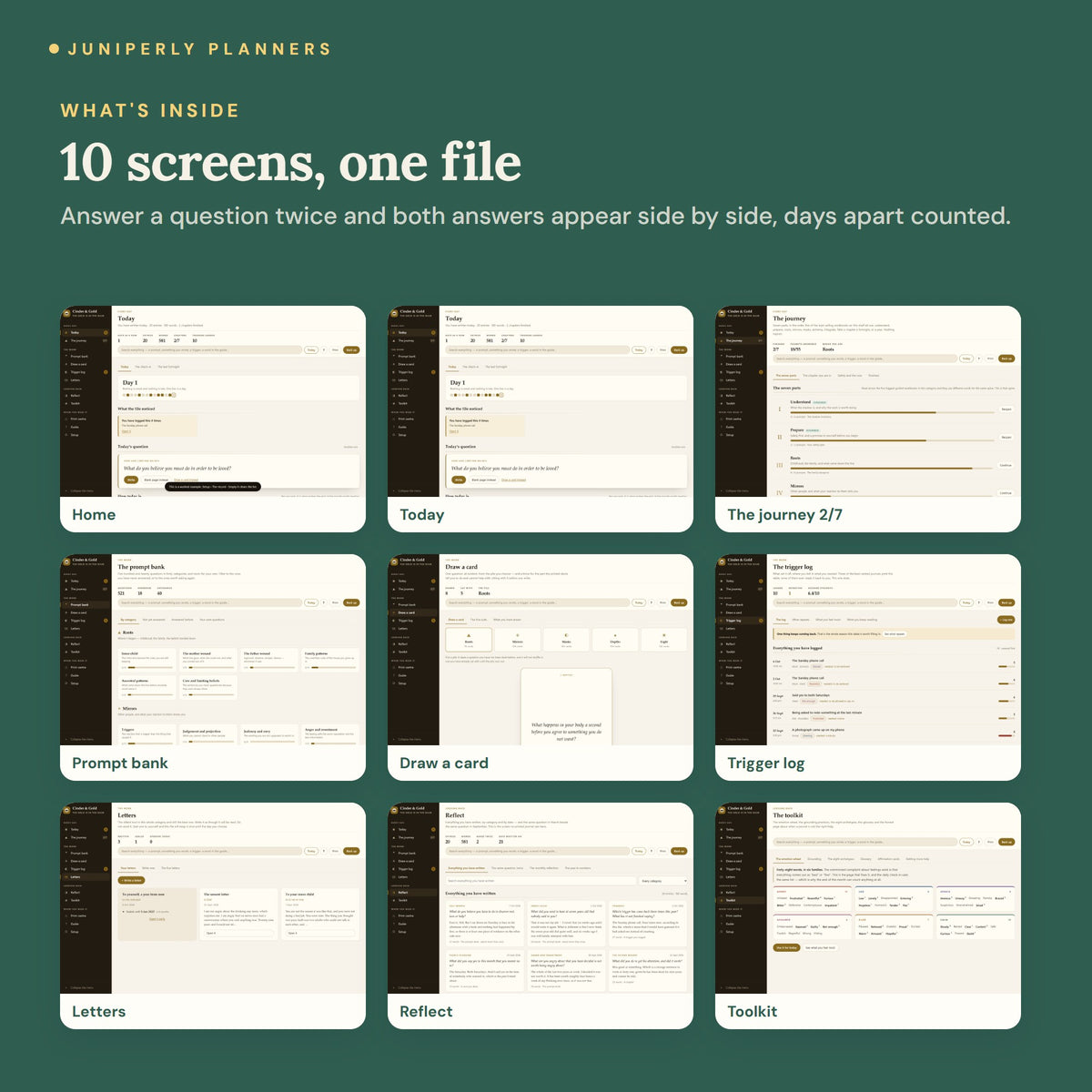 Shadow Work Journal App - every screen inside