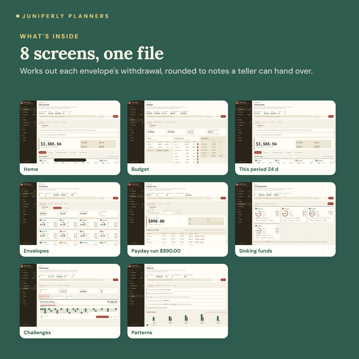 Cash Envelope Tracker - every screen inside