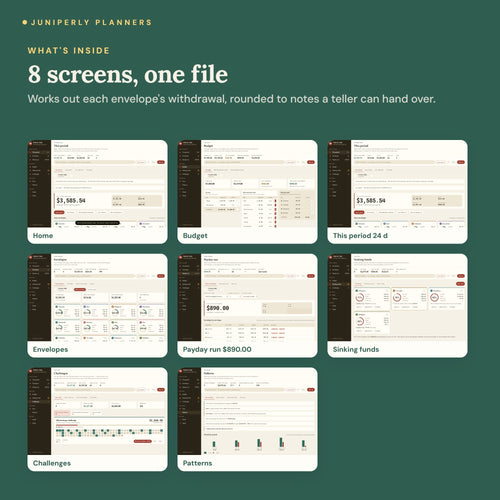 Cash Envelope Tracker - every screen inside